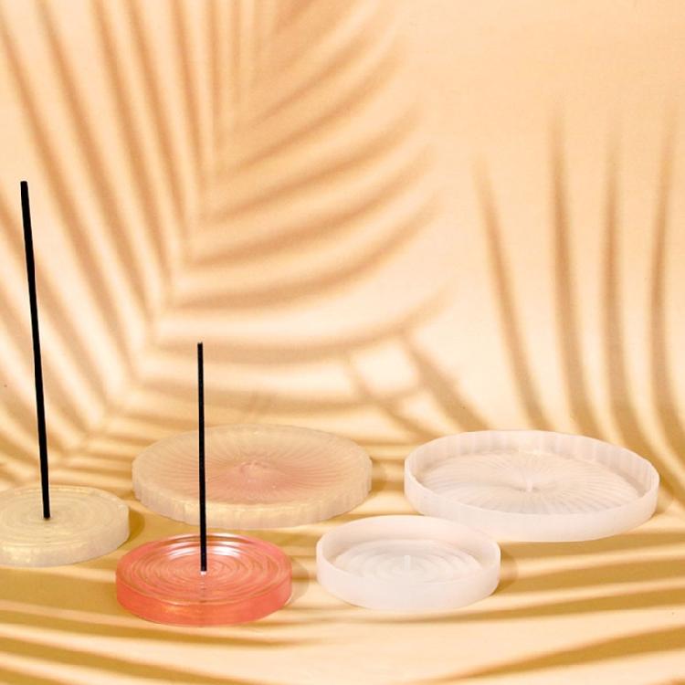 Crystal Epoxy Mold Incense Stick Holder Resin Molds Round Jewelry Tray Mold