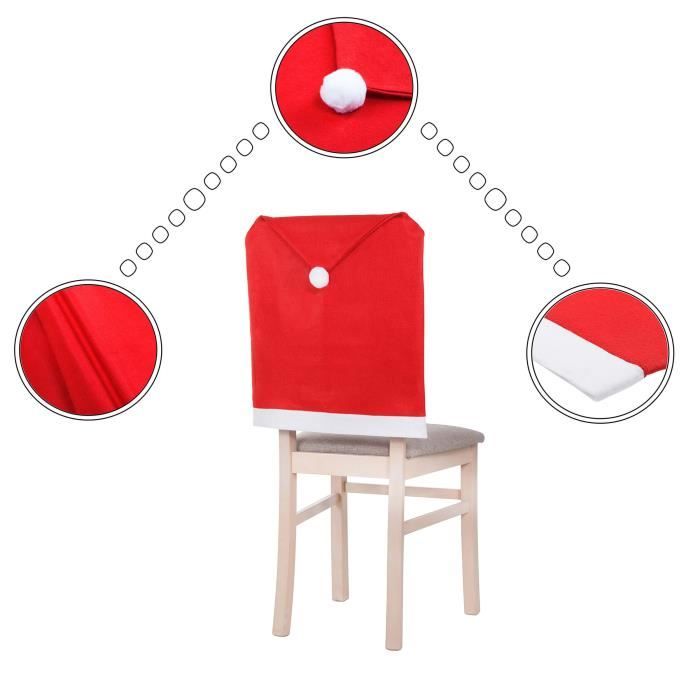Housse de chaise - SPRINGOS® - Bonnet de Père Noël - 68x48 cm - Tissu non tissé - Rouge