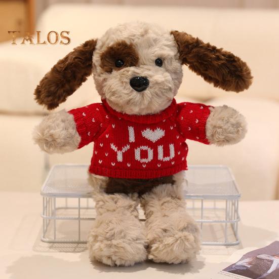 Adoptable Stuffed Dog Plush with Sweater Realistic Teddy Doll Toy with Removable Clothes 30cm Huggable Gifts for Kids