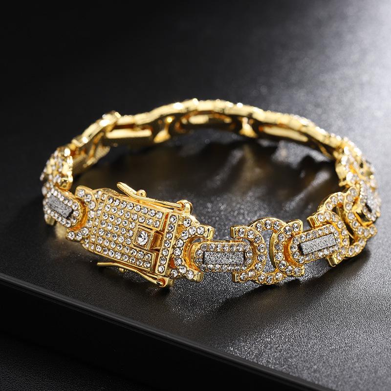 Meier Diamond-studded bracelet for men: trendy, stylish, versatile, minimalist cuban link chain Gift box style