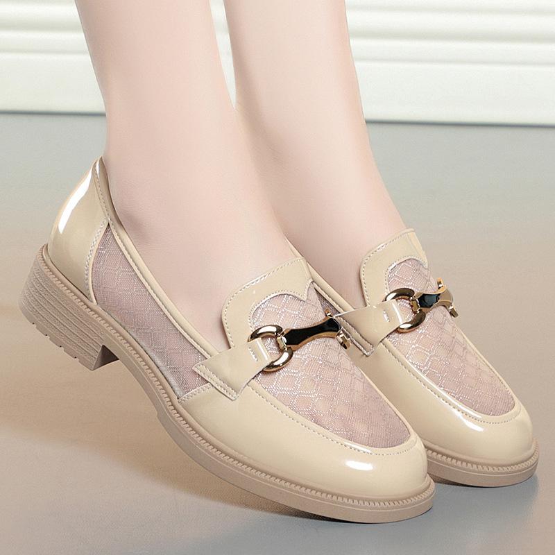 fashion Summer British Style Mesh Hollow Loafers Women's Shoes Fashion Soft Leather 2024 Retro Office Footwear Slip On Pumps Grace