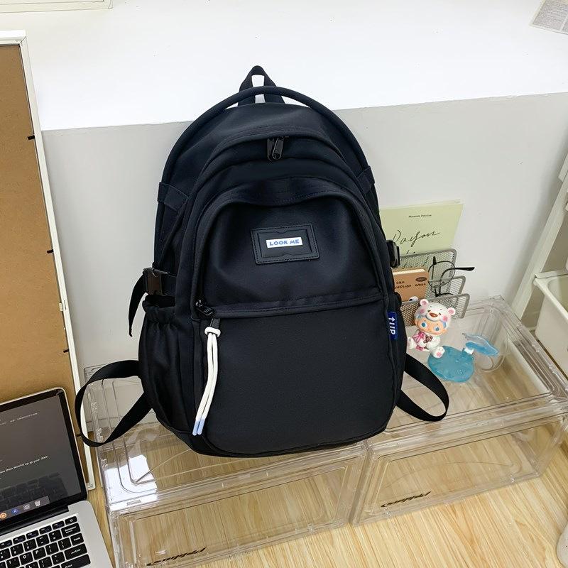 Schoolbag High-value dirt-resistant schoolbag Korean high-end women's backpack Large capacity simple solid color backpack Junior high school girl