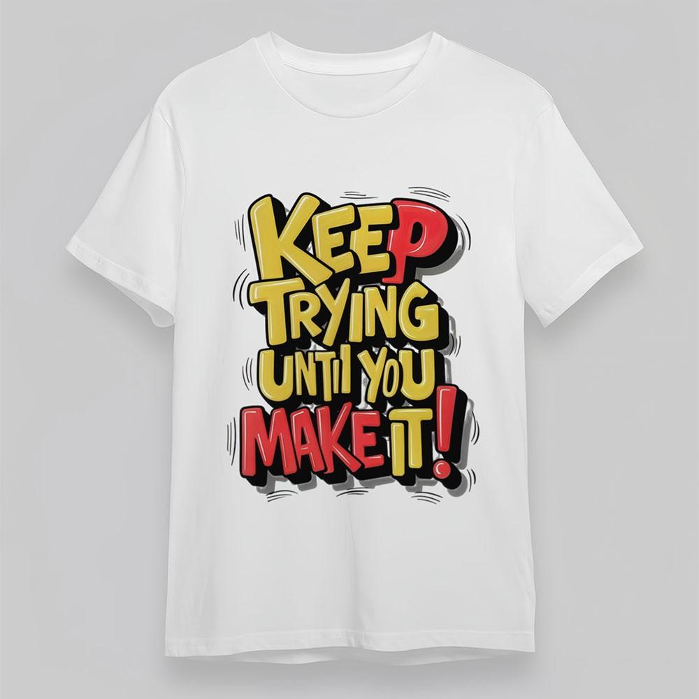 

Women s Soft Fashion T-Shirt Keep Trying Tee Short Sleeve Cotton Oversize White 4XL