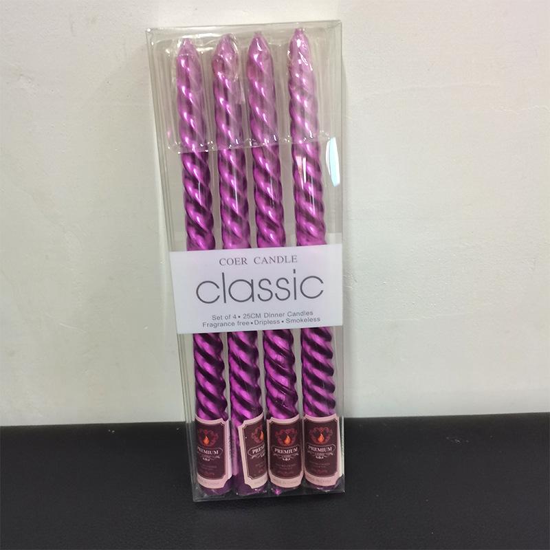 4pcs/box Restaurant Electroplated Thread Candle Long Stem Candle Romantic Wedding Decoration Candle Holder