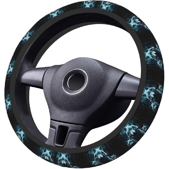 

Animal Wolf and Moon Elastic Steering Wheel Cover, Thickened Anti-Slip Universal 15 Inch for Suvs Sedans Trucks One Size