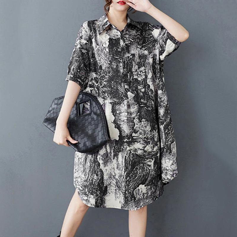 Xitao Loose Print Shirt Dress ZMY1150