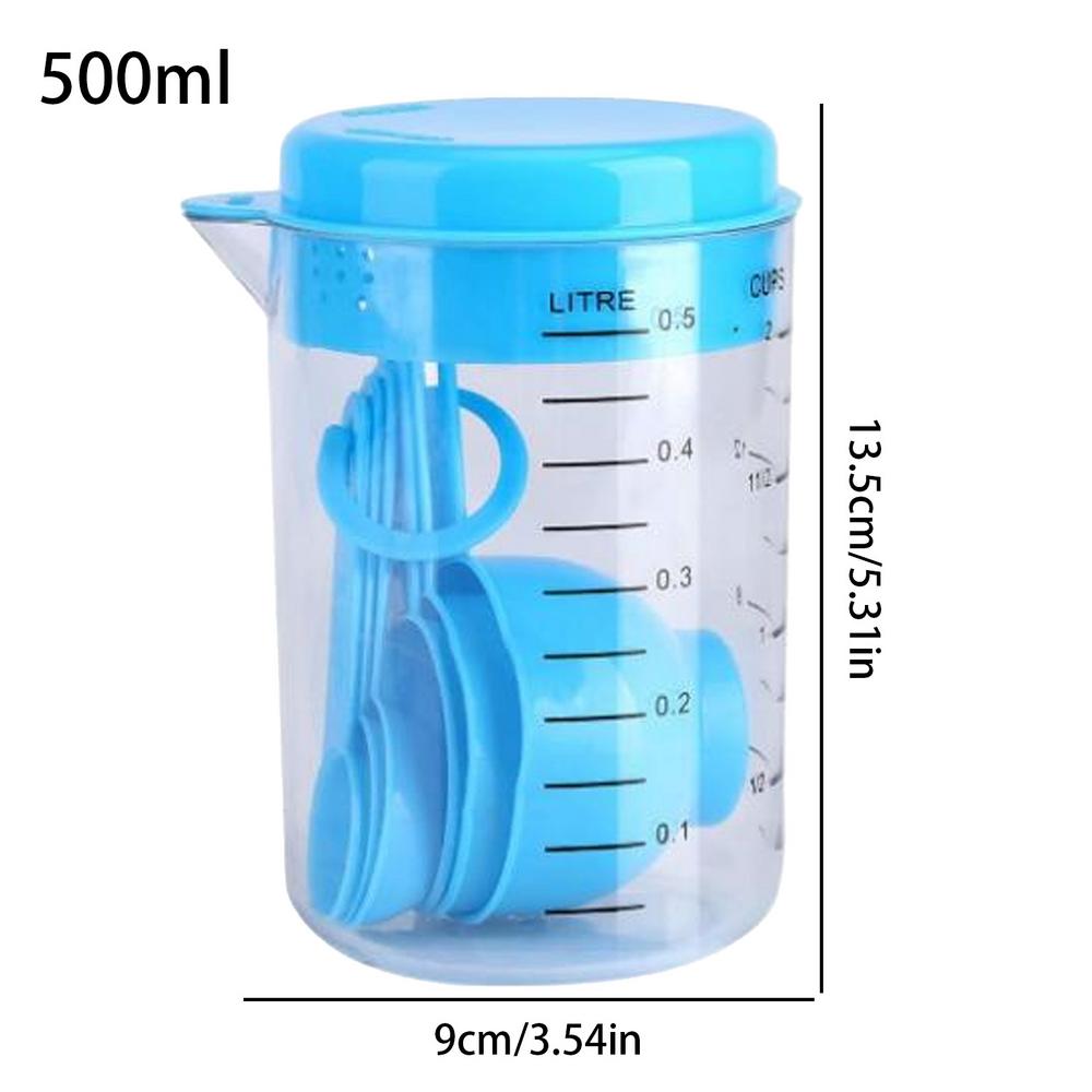 Measuring Spoon Measuring Cup Set with Scale Baking Tools Kitchen Flour Measuring Spoon 1pcs 500ML Measuring Cup 6pcs Spoons