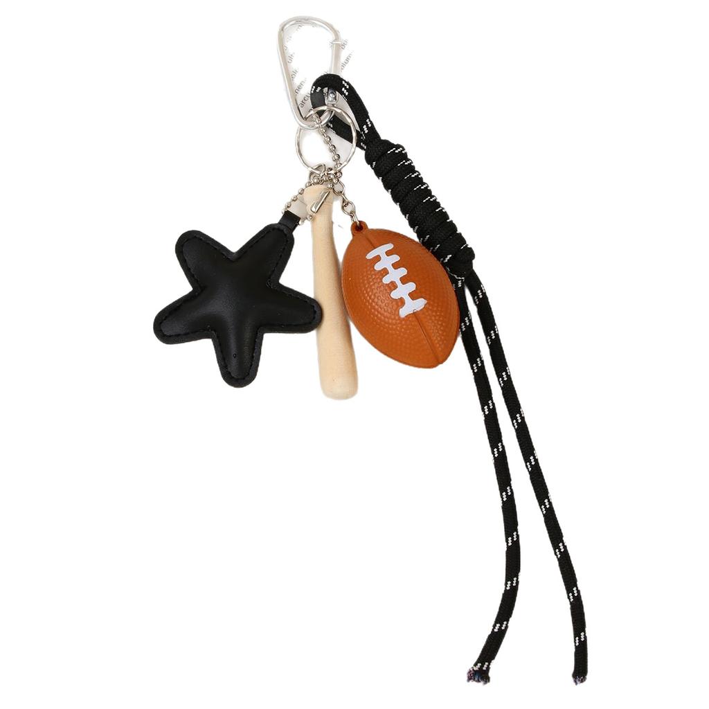Cross-border hot-selling leather five-pointed star bag pendant camera baseball football DIY bag pendant keychain