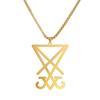 LIKGREAT Ail Of Lucifer Pendant Satanic Cross Symbol Stainless Steel Necklace for Women Men Seal Of Satan Amulet Jewelry Gift