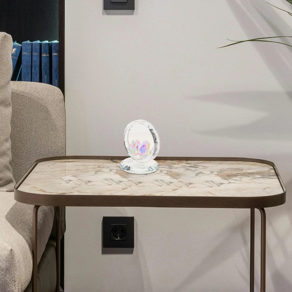 Transparent Lotus Flower Figurine Stable Base Lotus Crystal Statue  Office Desk