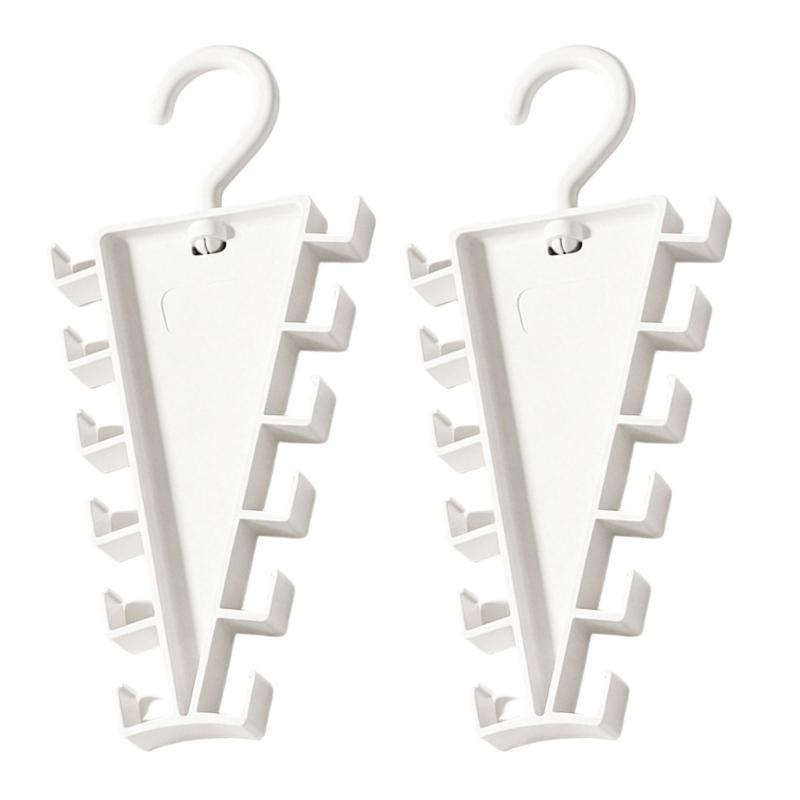 White Plastic Angled Hanger Holder for Closet Storage, Double Sided Rack for Scarves Belts and Daily Closet Rod Use