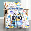 Bluey 149 Customize Text Blanket Cozy Personalized Blanket Comfortable Versatile for Bed Couch Bedding Sofa Ideal for All Seasons
