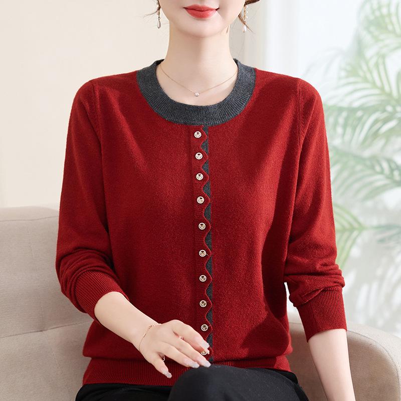 

Stylish Round Neck Pullover Knit Top for Moms - Spring/Autumn 2026 Edition XL (recommended for 45-52.5 kg)