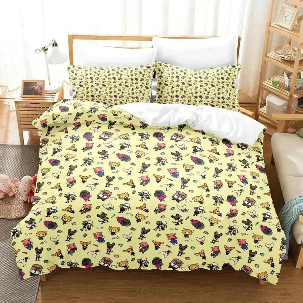 Anime Aggretsukos Bedding Set Printed Bed Set With Pillowcase Bed Duvet Cover Soft Queen King Size Bedclothes Home Customizable