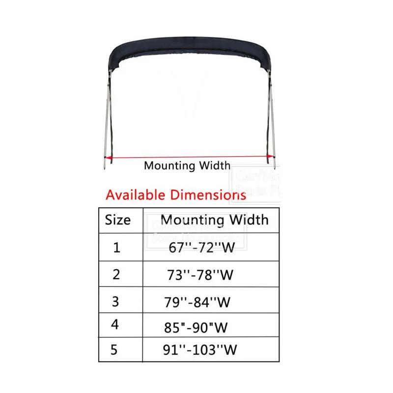 600D 4-Bogen-Biminitop-Kofferraumabdeckung ohne Rahmen Yacht-Bootsabdeckung mit Reißverschluss Anti-UV-wasserdichte staubdichte Abdeckung Marinezubehör