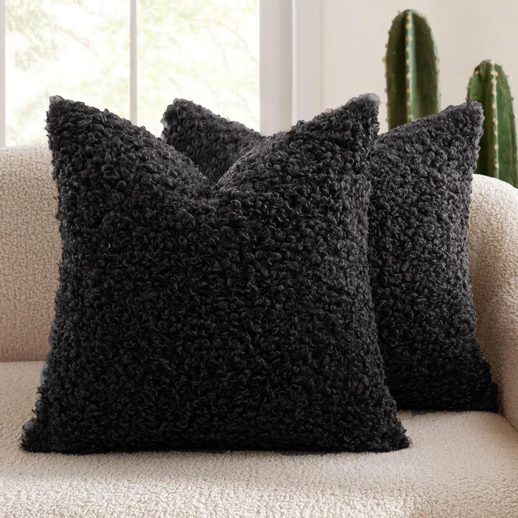 Thick Soft Lamb Wool Pillow Cover Solid Color Modern Simple Nordic Sofa Cushion For Cozy Home Decor