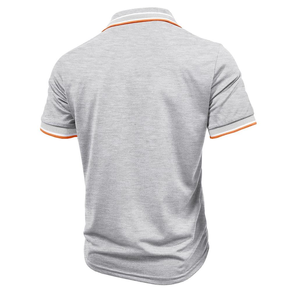 Men’s T-shirts Color Block Short Sleeves Polo Shirts Lapel Collar Tops Daily Casual Summer Menswear Tennis Golf Shirt