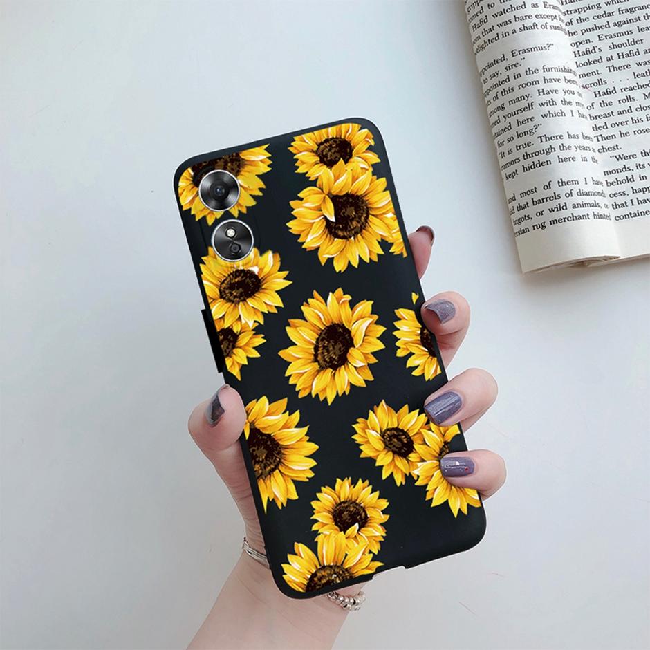 For OPPO A17 Phone Case CPH2477 Flower Butterfly Casing TPU Soft Silicone Back Cover for Oppo A17 A 17 Shell OppoA17 Bumper Capa