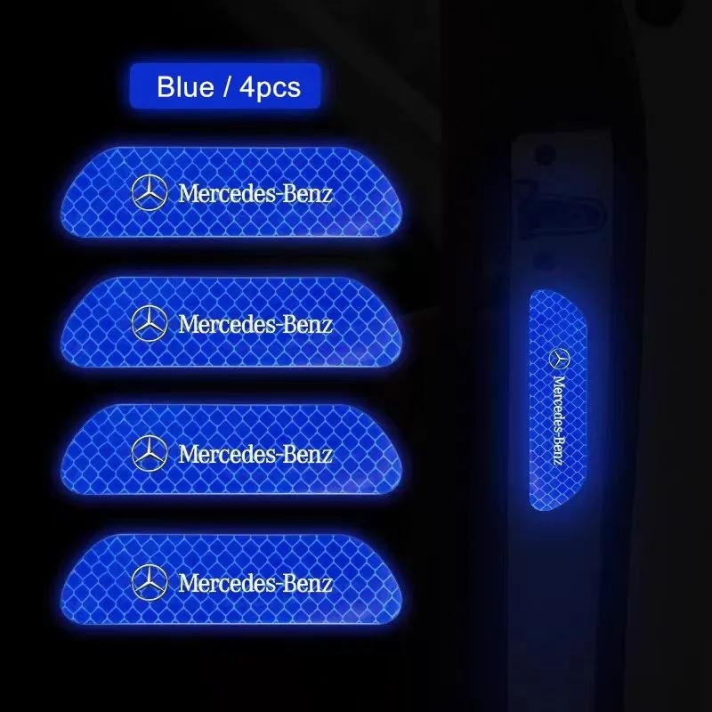 

2025 Hot 4PCS Car Door Reflective Sticker Warning Reflector Sticker Decal Auto Styling for Mercedes benz A B C E G CLA GLK CLASS