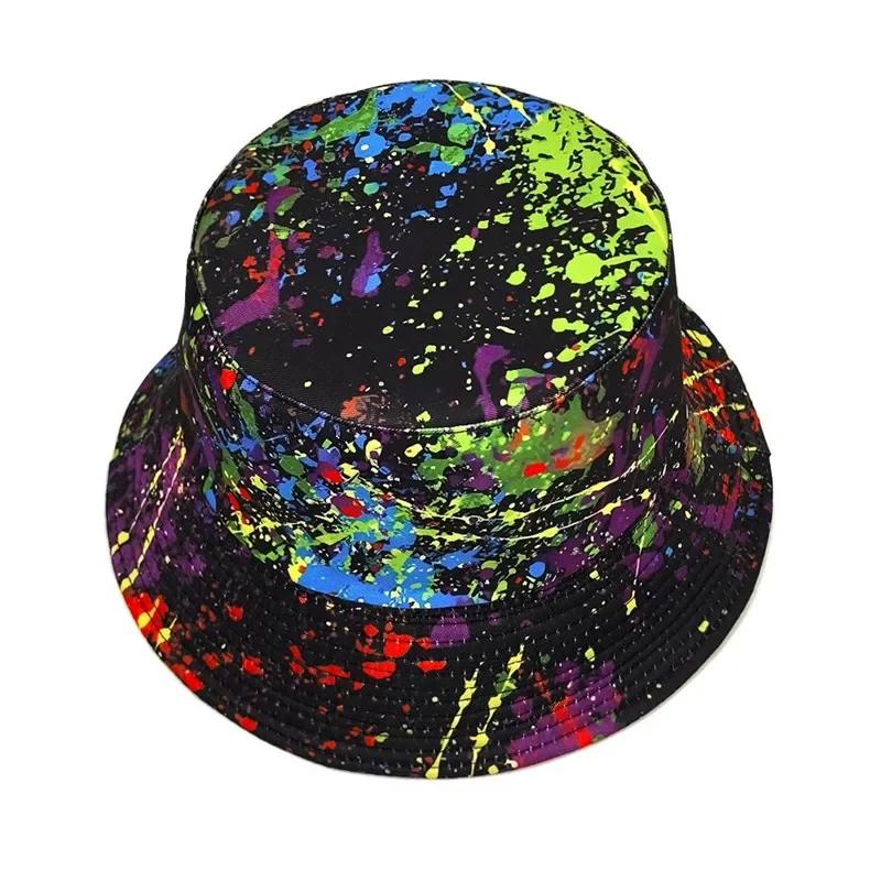 Spring and Summer Polyester Print Bucket Hat Fisherman Hat Outdoor Travel Sun Cap for Men and Women 150