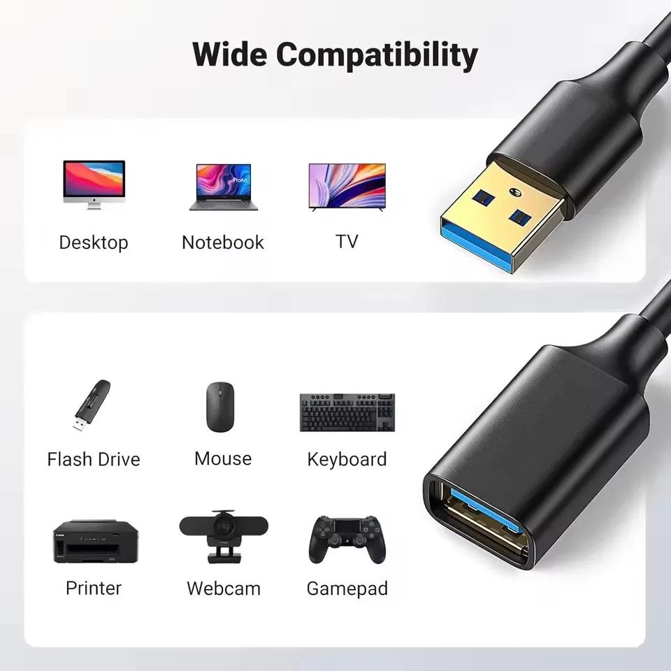 USB 3.0 / 2.0 Extension Cable Male To Female Extender Cables Data Cord USB3.0 Extenders for PC PS3 Laptop To U Disk TV USB Cable