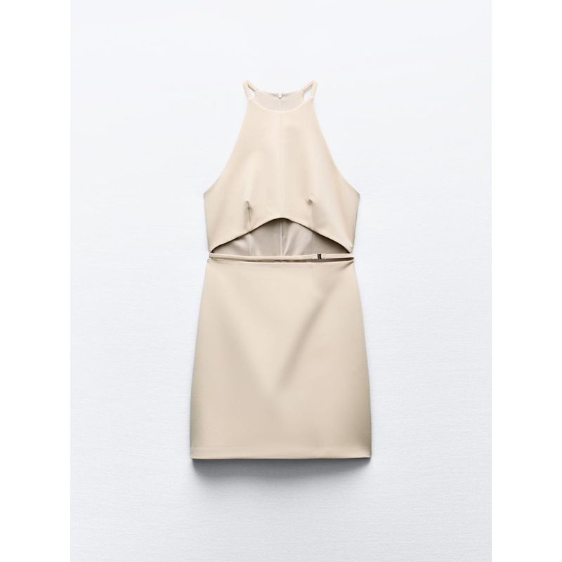 

Za 24 Summer New Product Women s Clothes Sexy Wind Opening Design Hanging Collar Short Dress 3558777 710 Beige XS