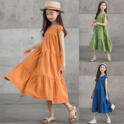 Girls' Fashionable Dress for Summer Children's Casual Sleeveless Beach Dress
