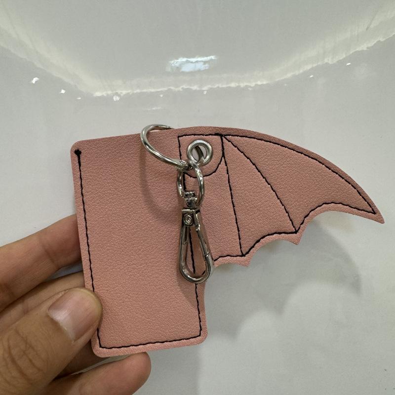 Bat Lip Balm Holder Lighter Case Keychain Pu Leather Wing Design Punk Style Pendant Accessories Lighter Protective Leather Case