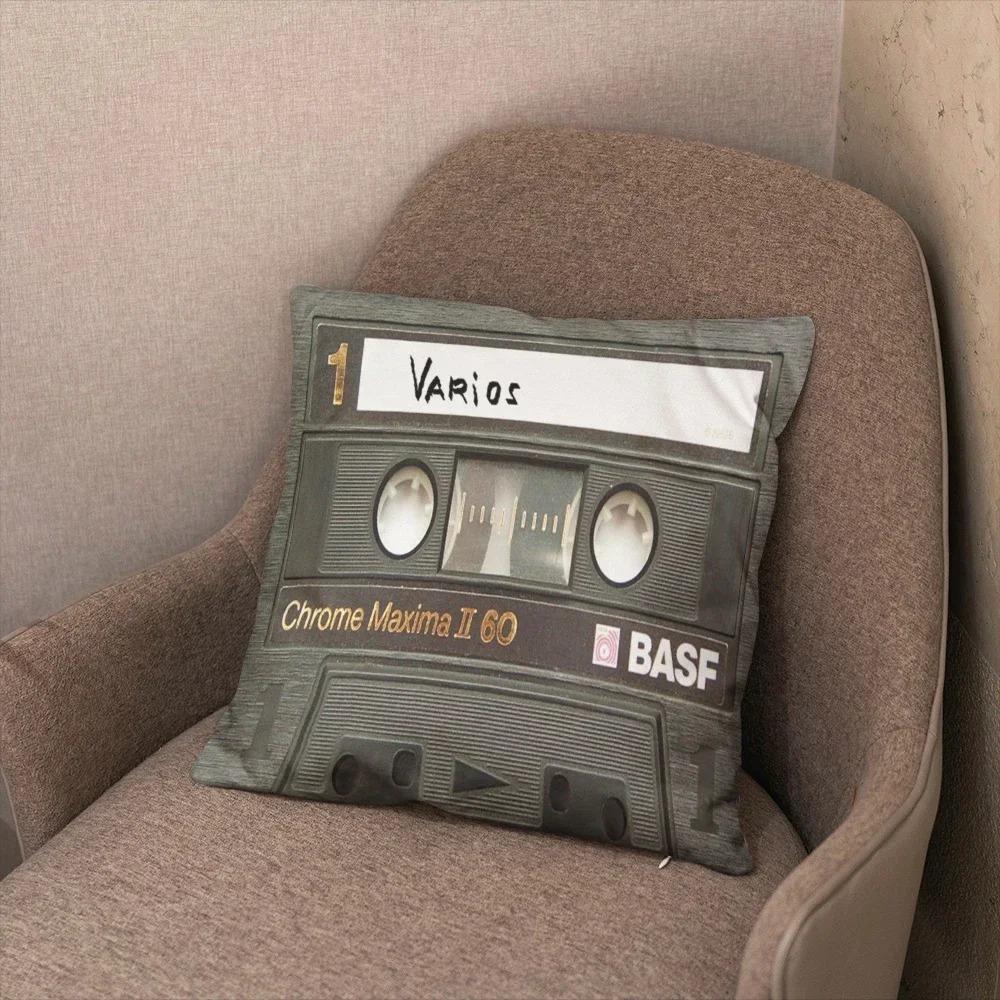 Home Decor Retro 90s Cassette Tape Pattern Pillow Covers Pattern Cushion Cover Suitable for Sofa Bedroom Car Pillow Cover