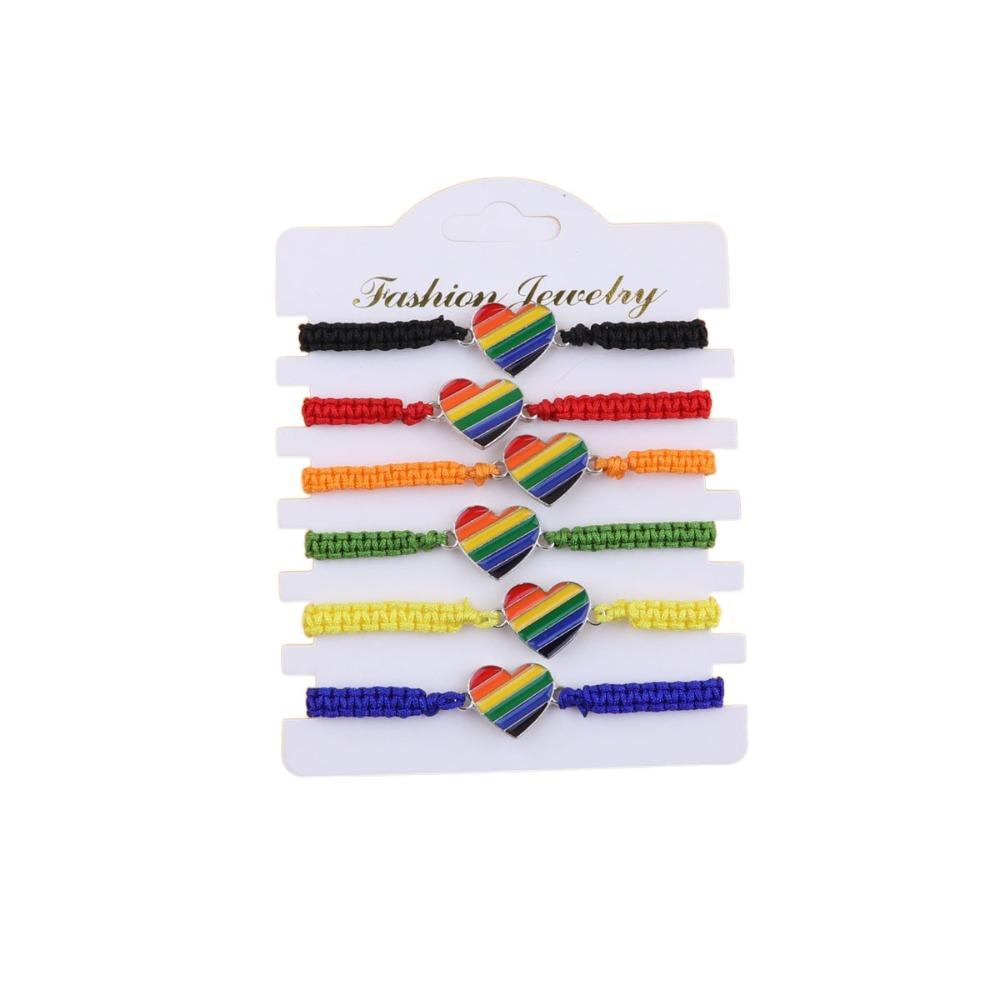 6pcs Bohemian Style Rainbow Bracelet Handmade Braided Rainbow Rope for Men Women  Gift