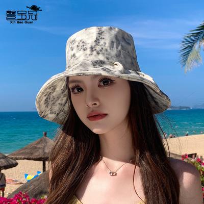New Summer Big Brim Sunscreen Visor Outdoor Travel Mountaineering Hat Children's Fashion Tie-dye Bucket Hat