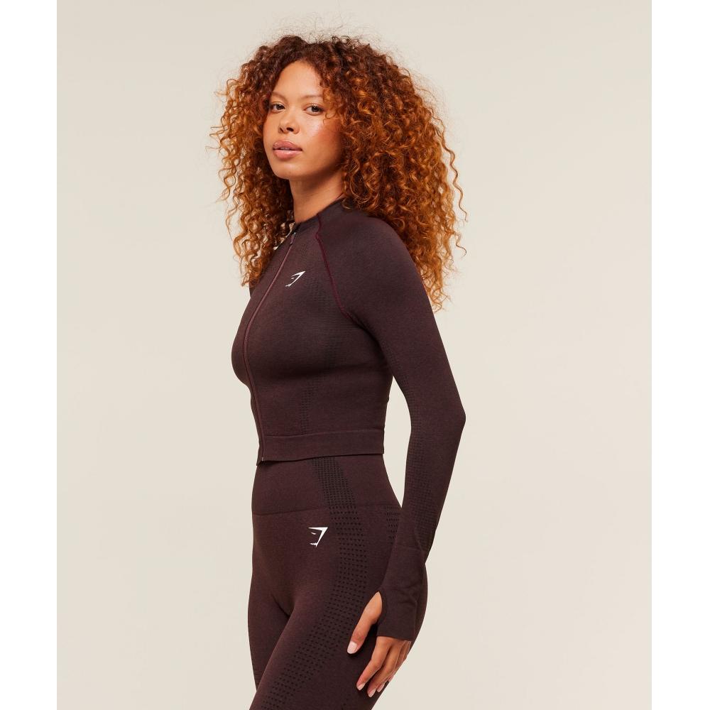 Gymshark Vital Midi Zip Up Jacket Rich Maroon Marl B5a9q Nc65