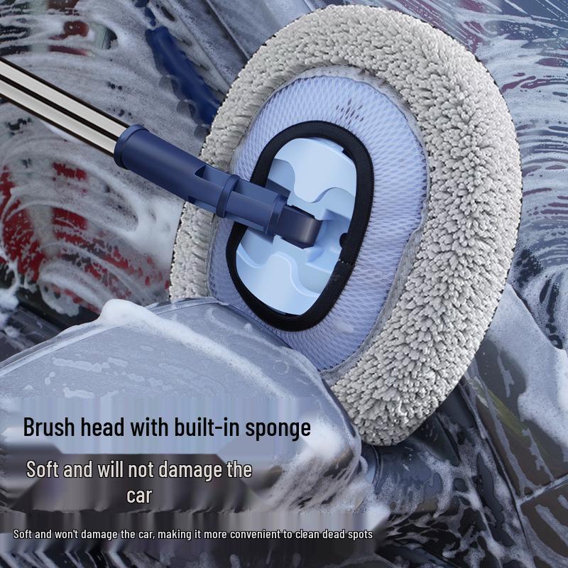 Retractable Curved Car Wash Mop with Soft Bristles - Car Cleaning Brush Tool.