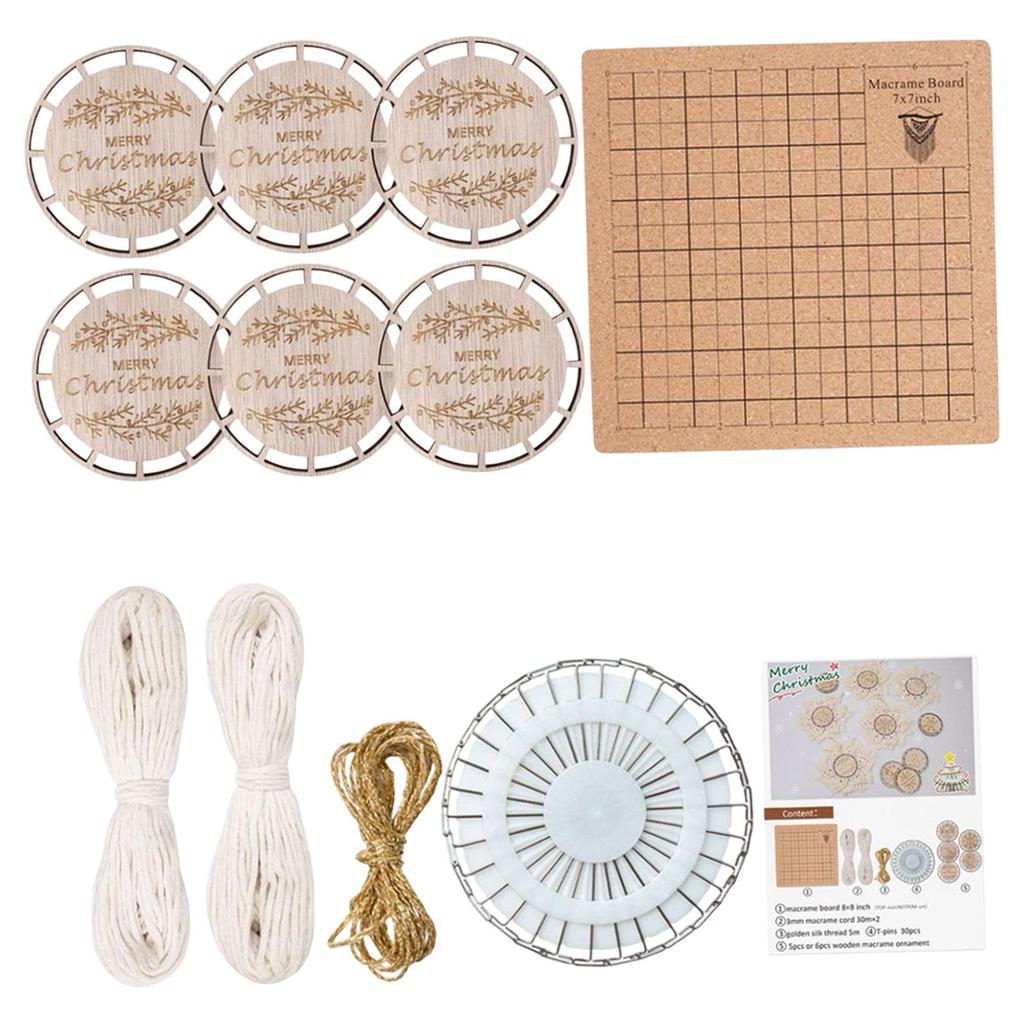 Wood Slices DIY Crafts Kit for Xmas Decor Ornaments DIY Macrame Wall Hanging