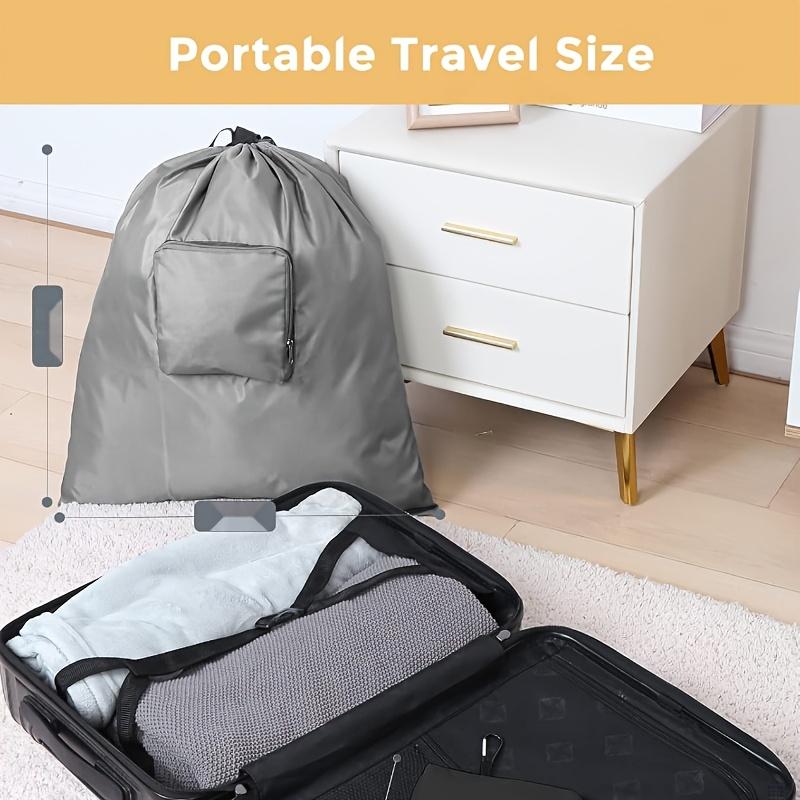 Multipurpose Nylon Laundry Bags with Drawstring Closure, Foldable Washable Travel Clothes Bag, Durable Woven Rectangle Shape, with Handle, for Luggage