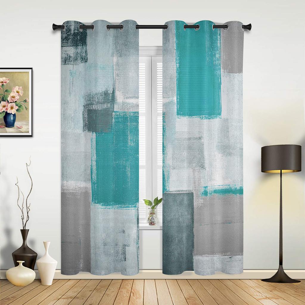 Red Grey White Oil Painting Abstract Geometric Curtains Bedroom Living Room Drapes Kitchen Window Curtain Home Decor Polyester Washable Sitting Ready