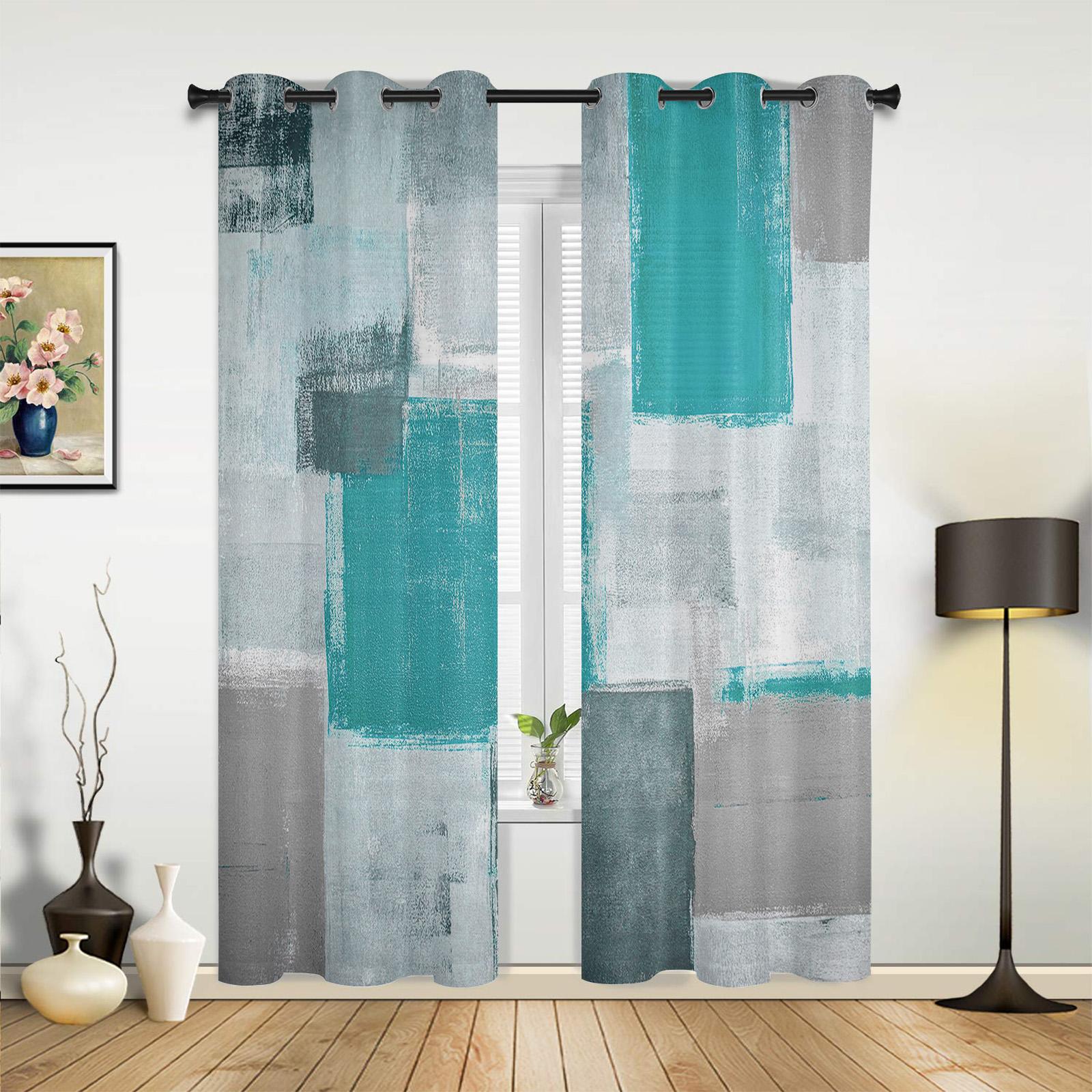 

Red Grey White Oil Painting Abstract Geometric Curtains for Bedroom Living Room Drapes Kitchen Window Curtain Home Decor 135W x 185H(cm) x1