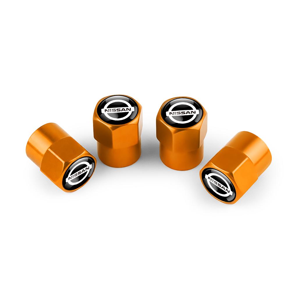 ATY1 Nissan Logo Car Wheel Tire Valve Caps Aluminum Dustproof Tyre Air Stem Covers For Nismo X-Trail Qashqai Teana Note Leaf Almera