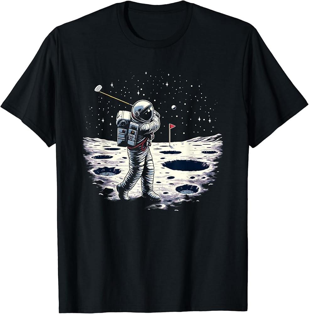 Golf Novelty Astronaut Golfing Funny Golf TShirt Unisex T-Shirt L