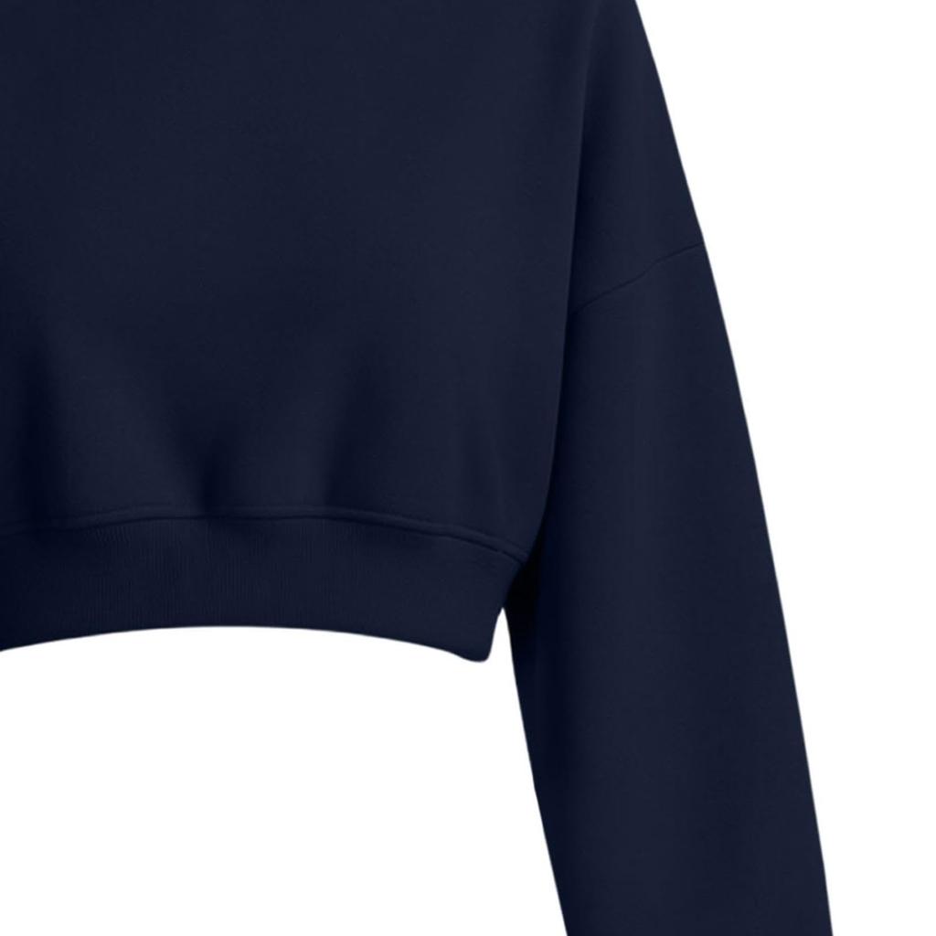 Women's Casual Cropped Sweatshirt Long Sleeve Pullover Crewneck Relaxed Fit Lightweight Top for Everyday Wear