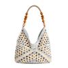 Large Capacity Hollow Beaded Straw Woven Single Shoulder Tote Beach Bag
