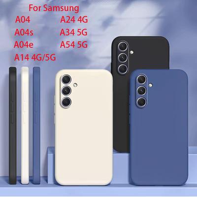Kwadratowe etui na telefon z płynnego silikonu dla Samsunga Galaxy A14 A24 A34 A54 A04 A04E A04S 4G 5G Matowe miękkie etui na tył Fundas