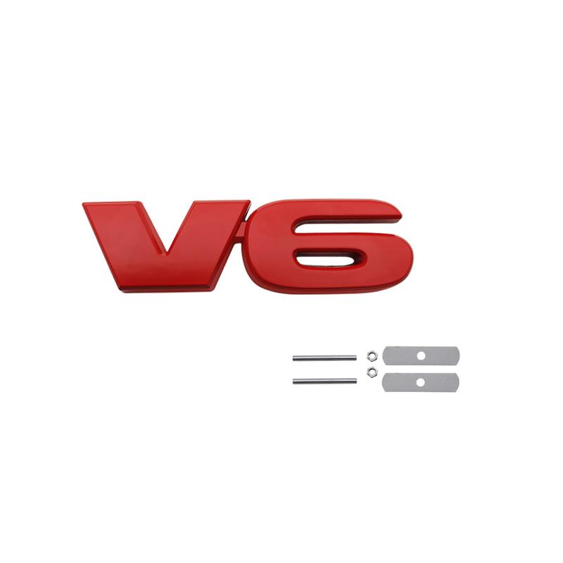Car Accessories Metal Grille Emblem Rear Trunk Body V6 Badge Sticker For Mazda Ford Toyota Honda Suzuki JEEP Chevrolet SUV