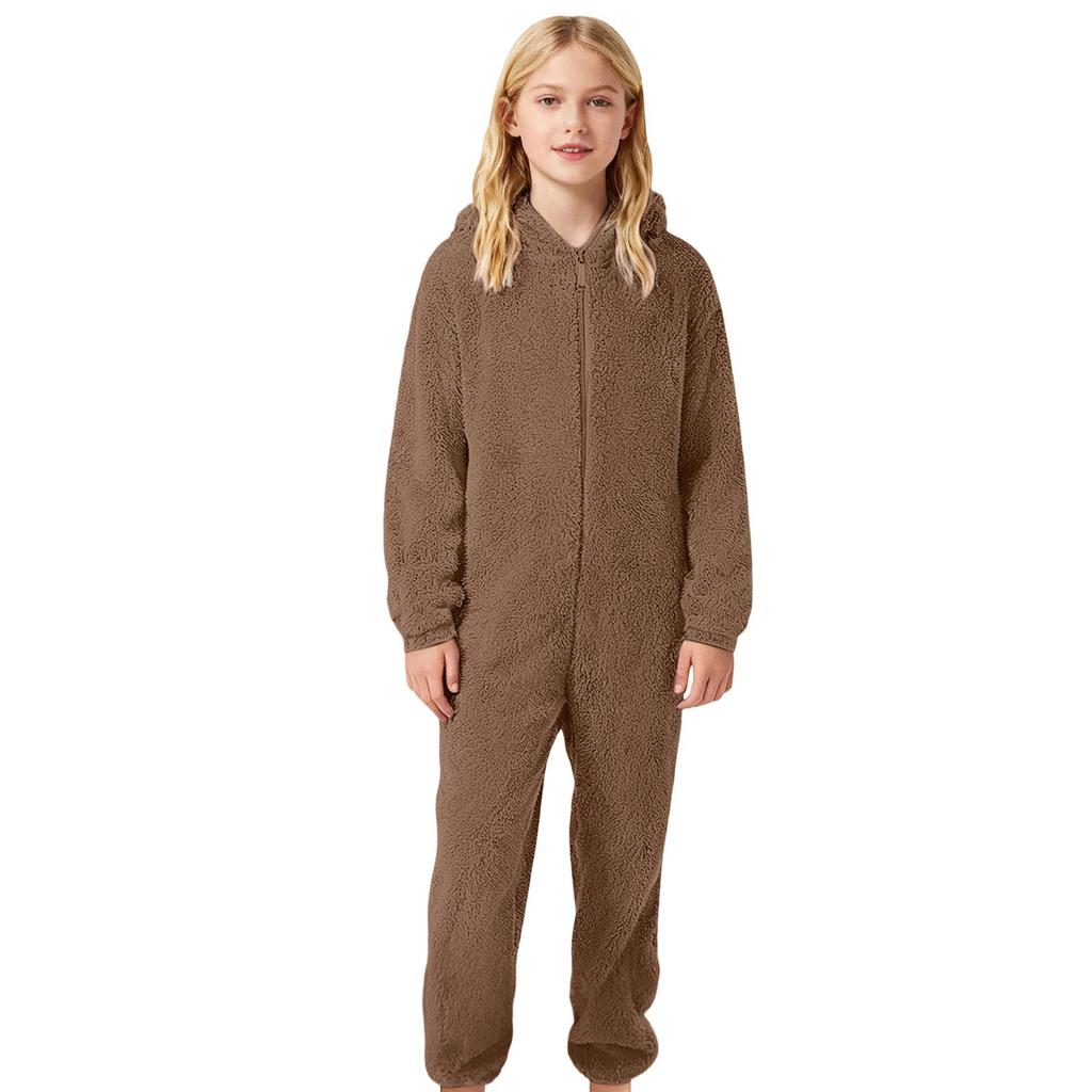 Kinder Modischer Lässiger Fleece-Jumpsuit