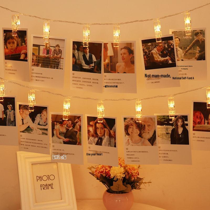 LED Heart Clip String Lights for Photos - Colorful Christmas Decoration