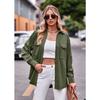 Women S Loose Fit Long Sleeve Shirt With Double Pockets Casual Fashion