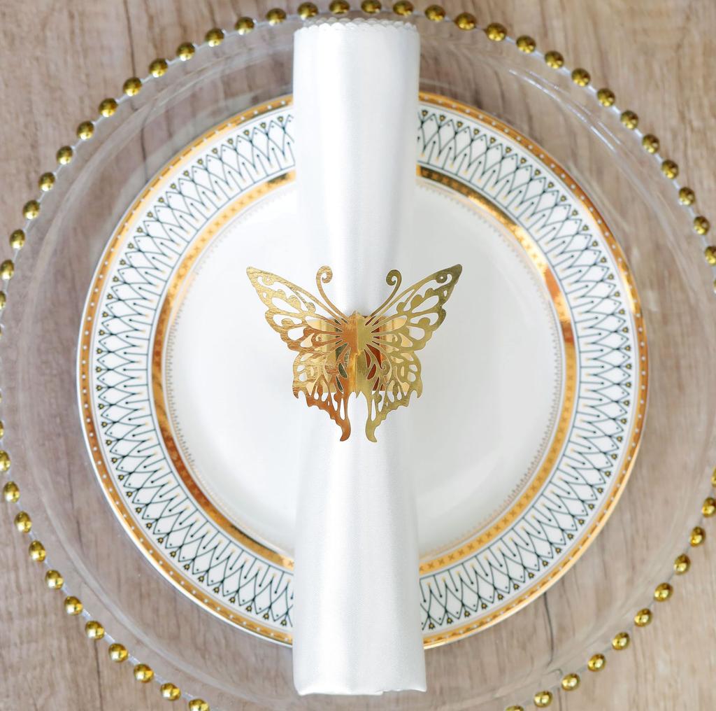 50Pc/Set Butterfly Napkin Rings Laser Cut Foil Paper Disposable Napkin Holder For Wedding Party Banquet Dinner Table Decor