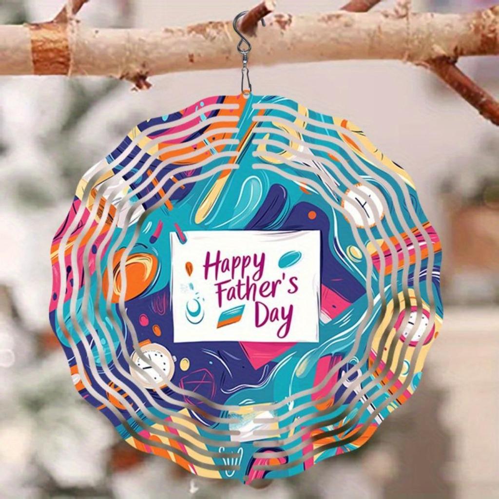 1 Stück Fröhlicher Vatertag Mandala-inspirierter Metall-Windspiel - Lebendig, Keine Batterie erforderlich, Dekorative Indoor/Outdoor-Gartendekoration, Perfektes Geschenk für Papa