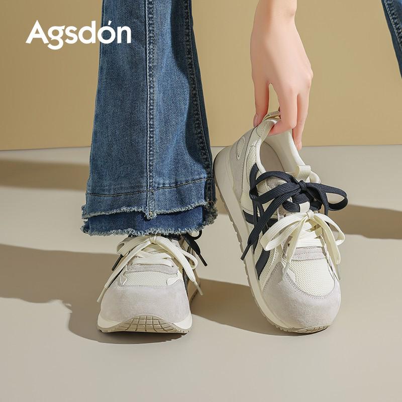 Augusdon 2025 Women's Retro White Ballet Sneakers
