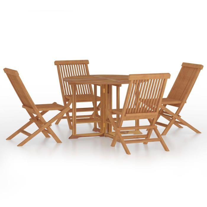 VidaXL Mobilier à Dîner d'Extérieur Pliable 5 pcs Ensemble de Salle à Manger de Patio Table et Chaises de Repas Jardin 3096571